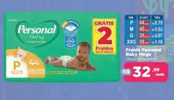 Supermercados Mateus Fralda Personal Baby Mega Vários Tamanhos oferta