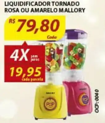 Assaí Atacadista Liquidificador Tornado Rosa ou Amarelo Mallory oferta