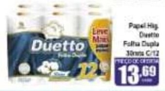 Higa's Supermercado Papel Hig. Duetto Folha Dupla 30mts c/12 oferta