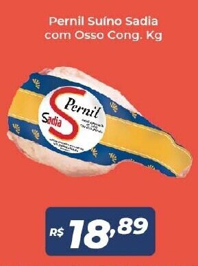Atakarejo Pernil Suino Sadia com Osso Cong. 1kg oferta