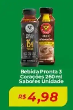 Mart Minas Bebida Pronta 3 Corações Sabores Unidade oferta