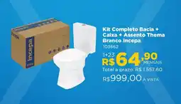 Kit Completo Bacia + Caixa + Assento Thema Branco Incepa
