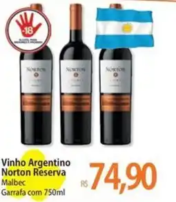Atacadão Vinho Argentino Norton Reserva Malbec Garrafa oferta