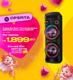 Casa e Vídeo Caixa De Som Torre Acústica 2200W Aiwa Aws-T2W-01 oferta