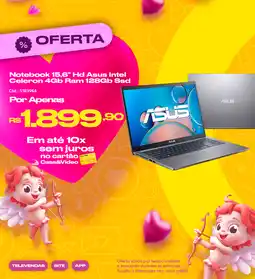 Casa e Vídeo Notebook 15,6" Hd Asus Intel Celeron 4Gb Ram 128Gb Ssd oferta