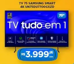 DB Supermercados Tv 75 samsung smart 4K UN75DU7700GXZD oferta
