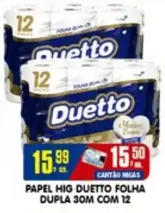 Higa's Supermercado Papel hig duetto folha dupla 30m com 12 oferta