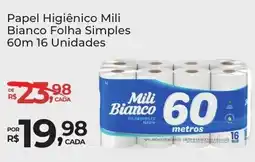 Super Luna Papel Higiênico Mili Bianco Folha Simples 60m 16 Unidades oferta
