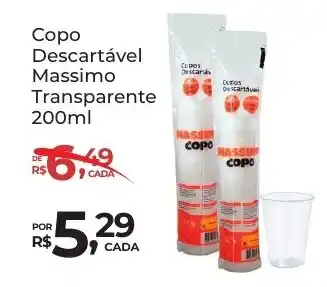 Super Luna Copo Descartável Massimo Transparente oferta