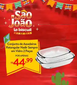 Le Biscuit Conjunto de Assadeiras Retangular Nadir Sempre em Vidro 2 Peças oferta