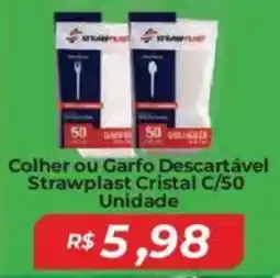 Colher ou Garfo Descartável Strawplast Cristal
