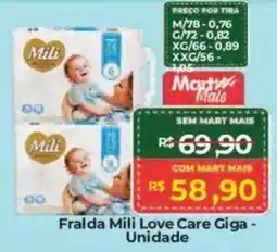 Mart Minas Fralda Mili Love Care Giga- Unidade oferta