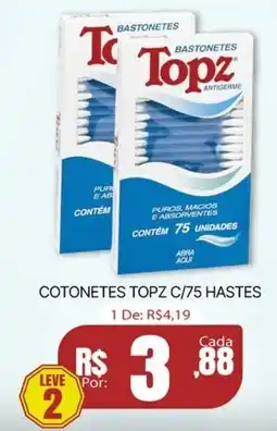 Cotonetes topz c/75 hastes