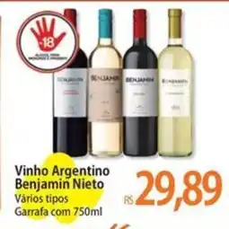 Atacadão Vinho Argentino Benjamin Nieto Vários tipos Garrafa oferta
