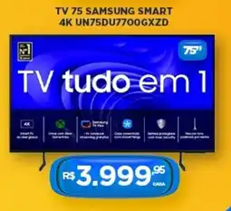 DB Supermercados Tv 75 samsung smart 4K UN75DU7700GXZD oferta