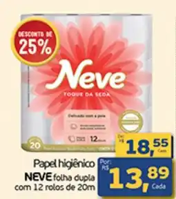 Cometa Supermercados Papel higiênico NEVE folha dupla com 12 rolos de 20m oferta
