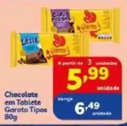 Chocolate em Tablete Garoto Tipos