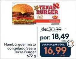 Coop Hambúrguer misto para cooperados: congelado Seara Texas Burger oferta