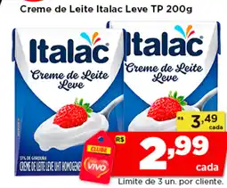 Rede Vivo Creme de Leite Italac Leve TP oferta