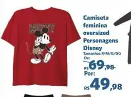 Camiseta feminina oversized Personagens Disney