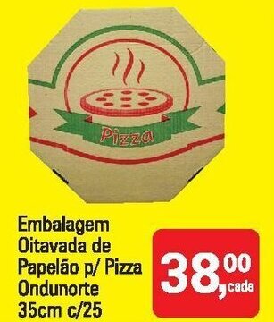 Mineirão Atacarejo Embalagem Oitavada de Papepao p/ Pizza Ondunorte 35cm c/25 oferta