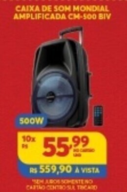 Atacadão Centro Sul Caixa de Som Mondial Amplificada Cm-500 BIV oferta