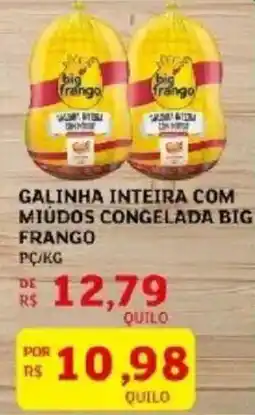 Galinha inteira com miúdos congelada big frango