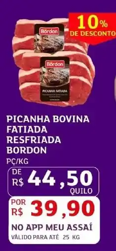 Assaí Atacadista Picanha bovina fatiada resfriada bordon oferta