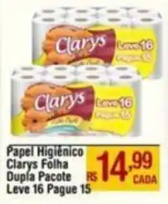 Max Atacadista Papel Higiénico Clarys Folha Dupla Pacote oferta