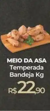 Meio Da Asa Temperada Bandeja Kg