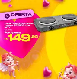 Casa e Vídeo Fogão Elétrico 2 Bocas Lenoxx PFE353 Inox 127V oferta