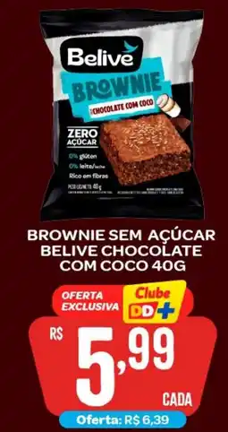 Atacadão Dia a Dia Brownie sem açúcar belive chocolate com coco oferta