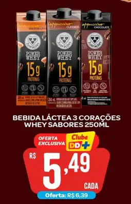 Atacadão Dia a Dia Bebida láctea 3 corações whey sabores oferta