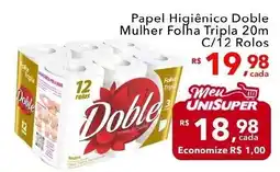 UniSuper Papel Higiênico Doble Mulher Folha Tripla 20m oferta