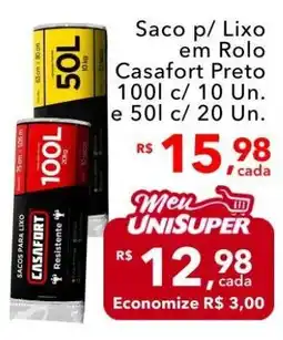 UniSuper Saco p/ Lixo em Rolo Casafort Preto oferta