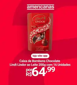 Lojas Americanas Caixa de Bombons Chocolate Lindt Lindor ao Leite oferta