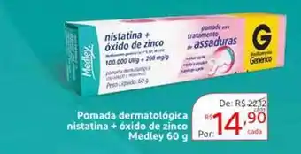 Pomada Dermatológica Nistatina + óxido De Zinoc Medley 60g