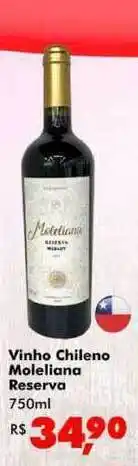 Big Box Vinho Chileno Moleliana Reserva 750ml oferta