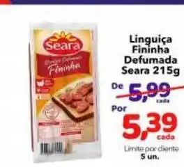 Lopes Supermercados Linguiça Fininha Defumada Seara 215g oferta