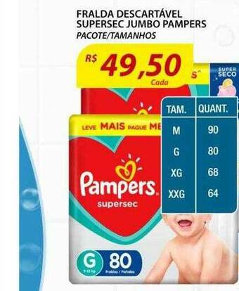 Assaí Atacadista Fralda Descartável Supersec Jumbo Pampers oferta