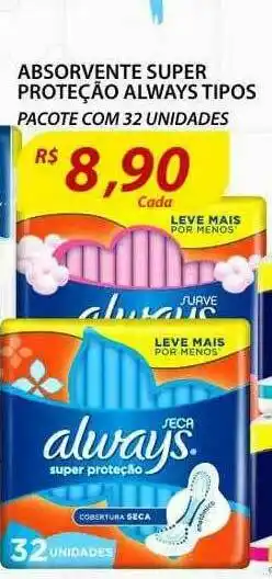 Assaí Atacadista Absorvente Super Proteção Always Tipos oferta