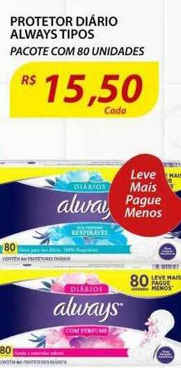 Assaí Atacadista Protetor Diario Always Tipos oferta