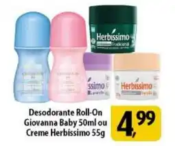 Coelho Diniz Desodorante Roll-On Giovanna Baby 50ml ou Creme Herbíssimo oferta