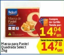 Tenda Atacado Massa para pastel quadrada select 2kg oferta