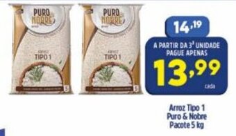 Arena Atacado Arroz tipo 1 Puro & Nobre pacote 5kg oferta