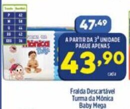 Arena Atacado Fralda Descartavel Turma da Monica Baby Mega oferta
