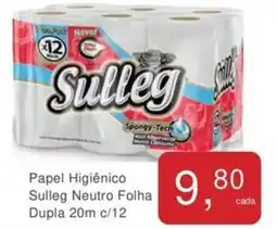 Mineirão Atacarejo Papel Higiênico Sulleg Neutro Folha Dupla 20m c/12 oferta