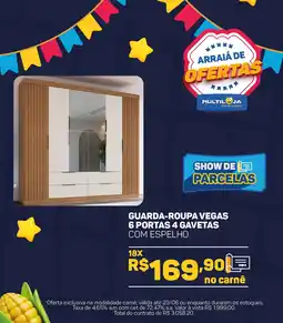 Multiloja Guarda-roupa vegas 6 portas 4 gavetas com espelho oferta