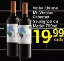 X Supermercados Vinho Chileno Mil Vientos Cabernet Sauvignon ou Merlot oferta