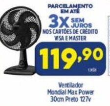 Arena Atacado Ventilador Mondial Max Power 30cm Preto 127v oferta